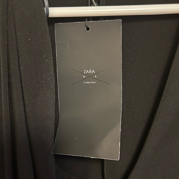 NWT Zara W&B Collection Asymmetrical Draped Black and White Dress Size Small - Picture 3 of 8